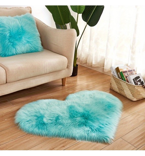 1pc, Fluffy Shaggy Area Rug, Solid Color PV Velvet Carpet, Plush Heart Shape Rug For Valentine's Day Wedding Anniversary Home Floor Decor, For Living Room Bedroom Bathroom