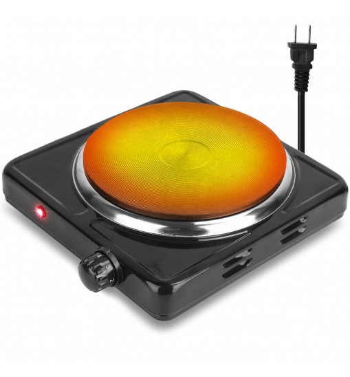 1500W Electric Single Burner Portable Heating Hot Plate Stove Countertop RV Hotplate with Non Slip Rubber Feet 5 Temperature Adjustments