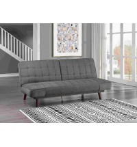 Elegant Three-in-One Lounger Sofa Sleeper Dark Gray Chenille Fabric Upholstered Attached Cushions Adjustable Arms Casual Living Room Furniture