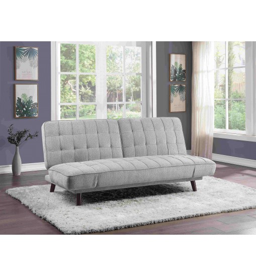 Elegant Three-in-One Lounger Sofa Sleeper Silver-Gray Chenille Fabric Upholstered Attached Cushions Adjustable Arms Casual Living Room Furniture