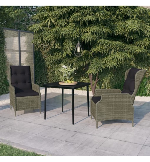 3 Piece Patio Dining Set Brown