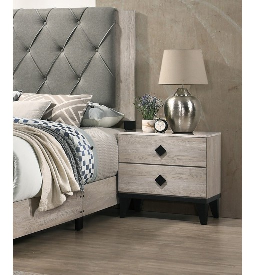 Bedroom Furniture Contemporary Look Cream Color Nightstand Drawers Bed Side Table plywood