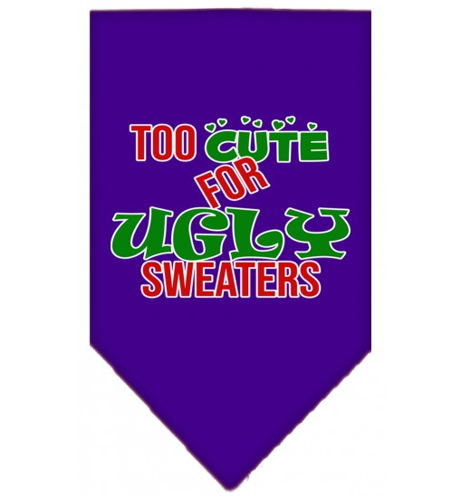 Too Cute for Ugly Sweaters Screen Print Bandana Purple Small