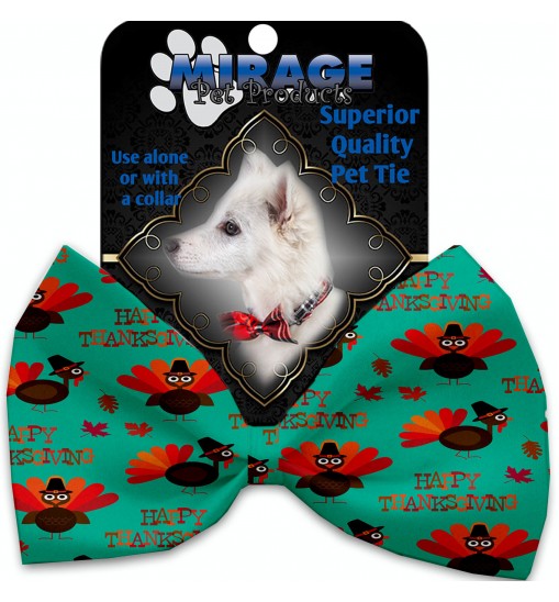 Happy Thanksgiving Pet Bow Tie Collar Accessory with Velcro