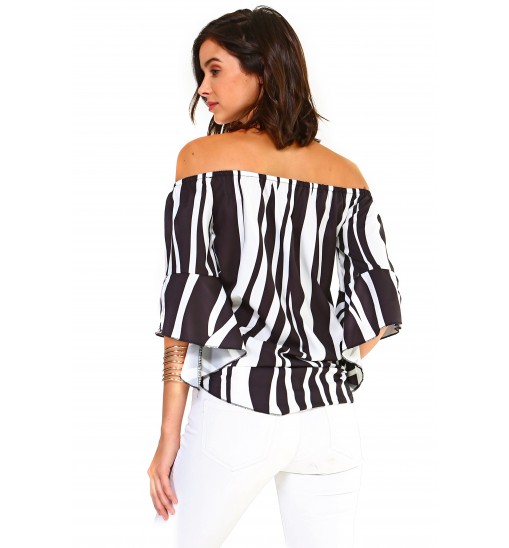 Women's Strapless Striped Bandage Blouse