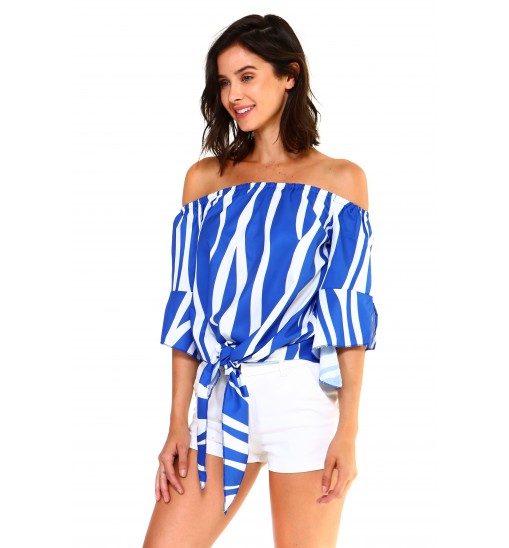 Women's Strapless Striped Bandage Blouse