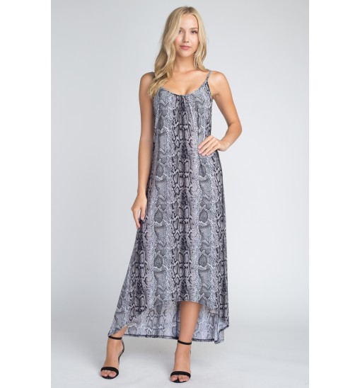 Women's Snakeskin Print Maxi Tank Dress