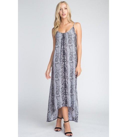 Women's Snakeskin Print Maxi Tank Dress