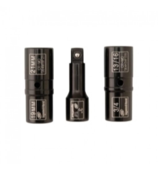 1/2" Drive Hex SAE Lugnut Service Flip Impact Socket Set, 3-Piece