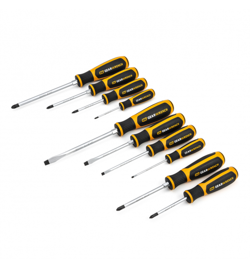 10 Pc. Phillips®/Slotted/Pozidriv® Dual Material Screwdriver Set