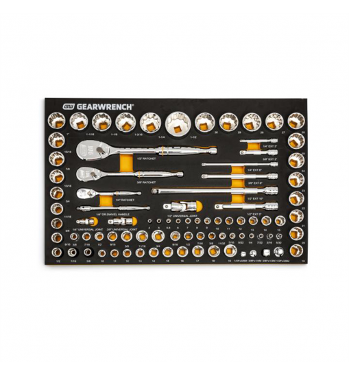 83 Pc. 1/4", 3/8", 1/2" 90-Tooth SAE/Metric Mechanics Tool Set with EVA Foam Tray