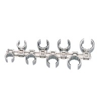 Crowfoot wrench set 3/8dr 12pt w/rail