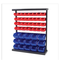 Metal storage rack w/plastic storage bins