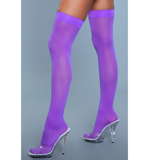 1932 Opaque Nylon Thigh Highs Purple