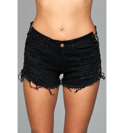 J5BK Looped In Distressed Shorts - Black