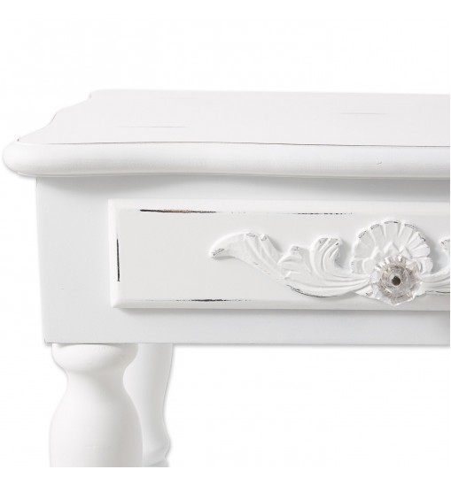 Carved White Side Table