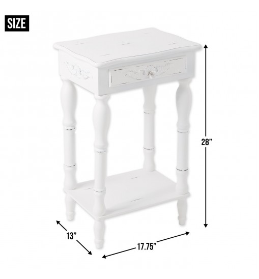 Carved White Side Table