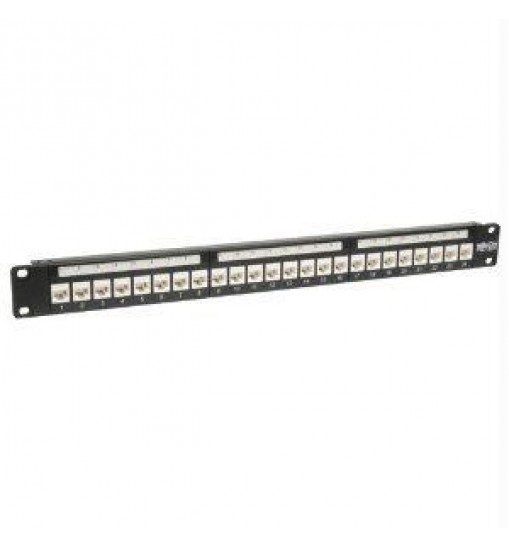 24-port cat6 cat5e patch panel low profile feed through rackmount rj45 1u taa